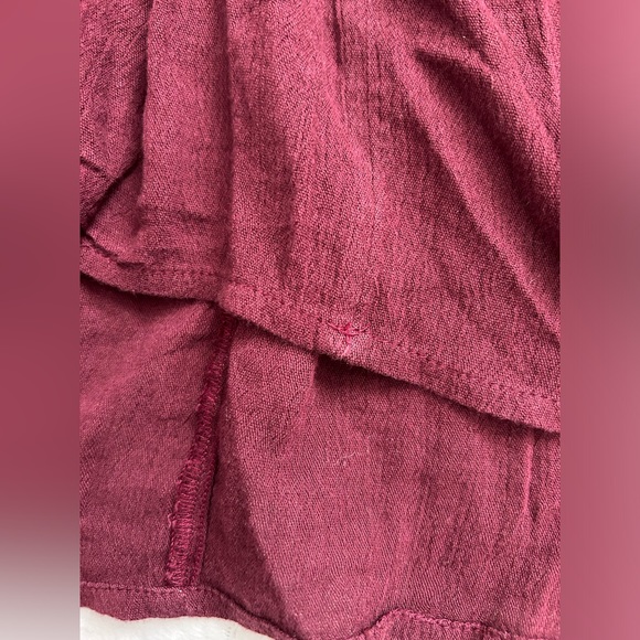 American Eagle Outfitters Burgundy Peplum Embroidered Top with Tassels - Picture 10 of 11